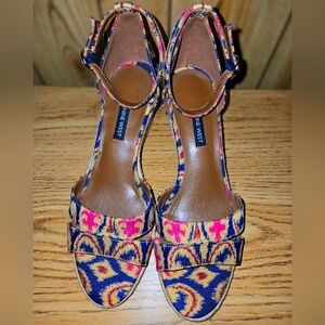 Women's Nine West Jeranna Wedge Heel Espadrilles Sandals Mutli color 9.5 US GUC